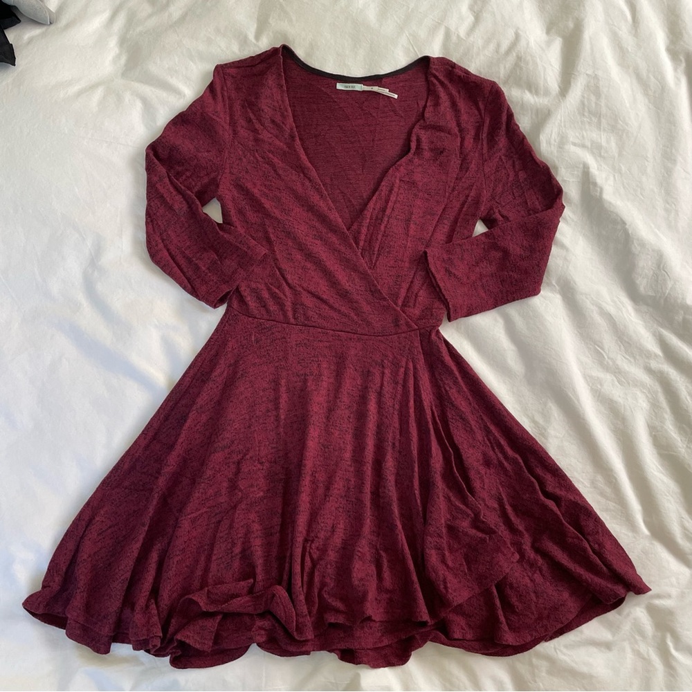 Kimchi Blue Red Long Sleeve Wrap Dress